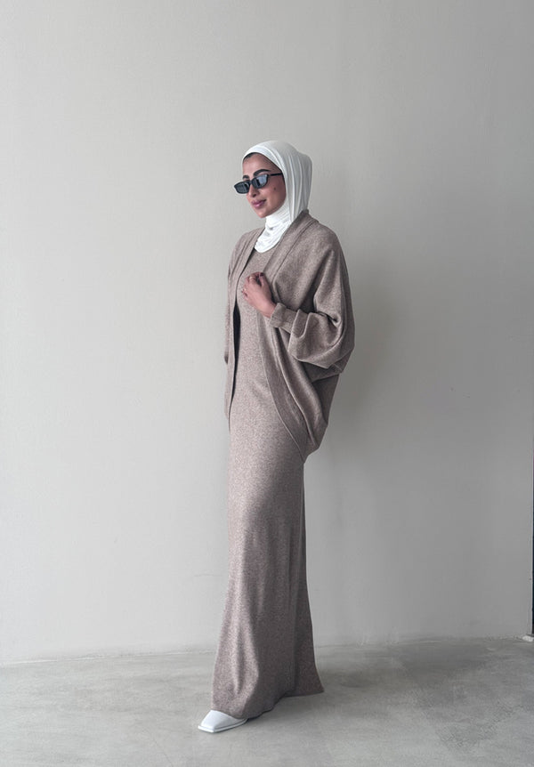 Knitted Batwing Sleeve  + Dress 2PC Set