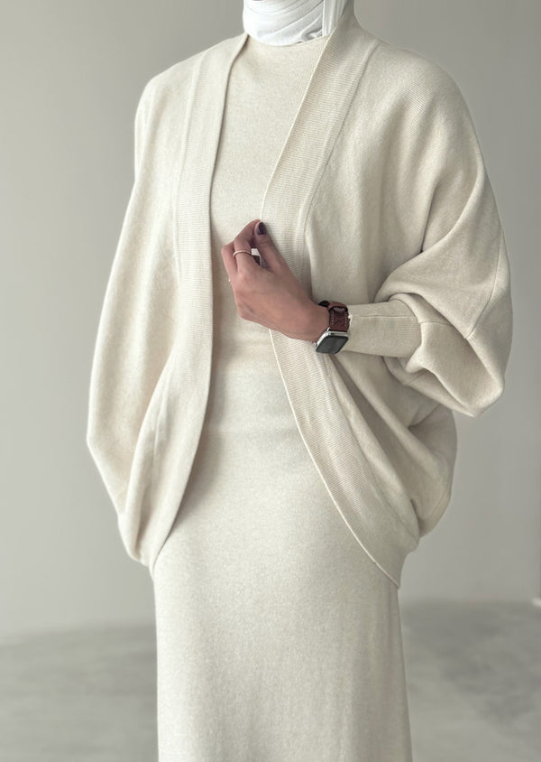 Knitted Batwing Sleeve  + Dress 2PC Set