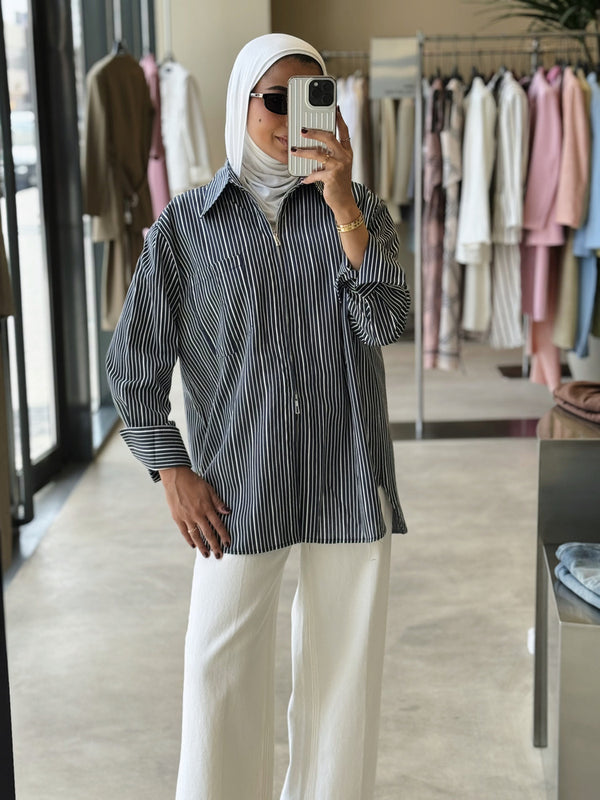 Zippered Stripe Shirt