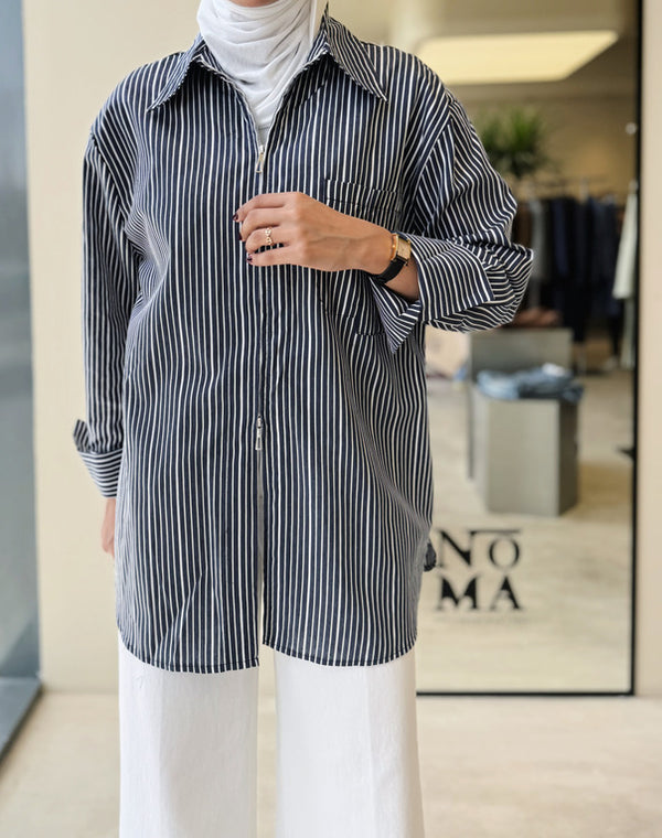 Zippered Stripe Shirt