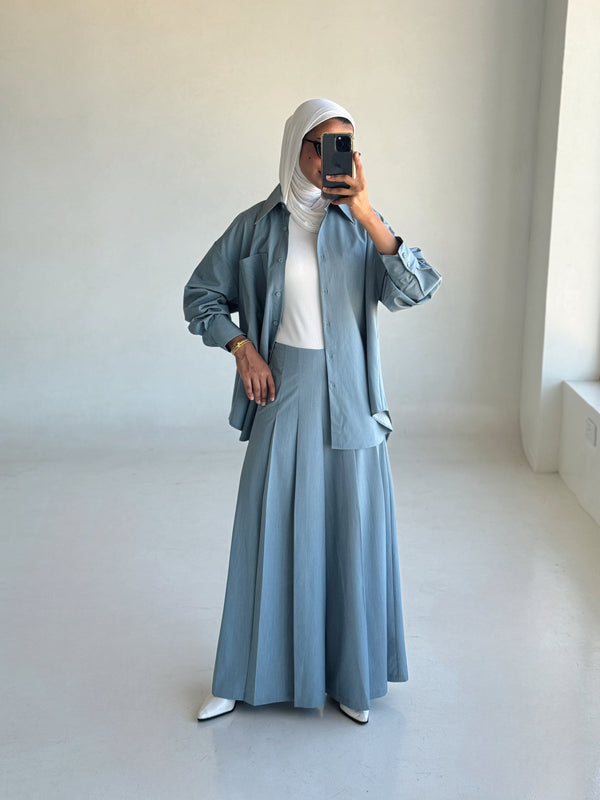 Chiffon Shirt and Wide Leg Pants 2PC Setملابس كاملة / أطقم