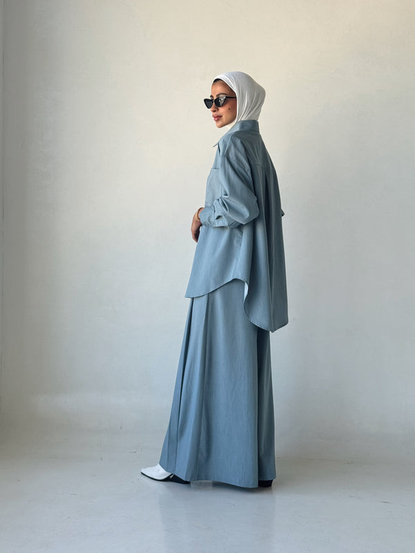 Chiffon Shirt and Wide Leg Pants 2PC Setملابس كاملة / أطقم