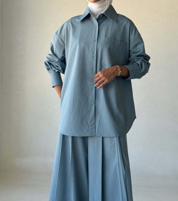 Chiffon Shirt and Wide Leg Pants 2PC Setملابس كاملة / أطقم