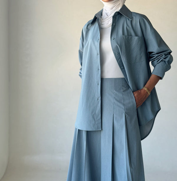 Chiffon Shirt and Wide Leg Pants 2PC Setملابس كاملة / أطقم