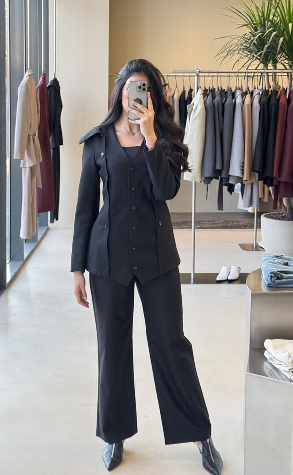 Multi buttons V neck Blazer Pants Set