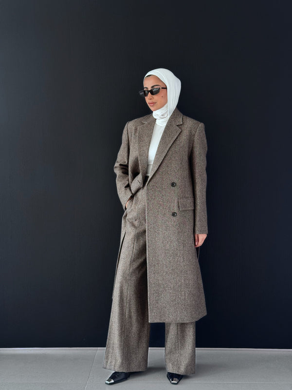 Woolen Coat Double Breasted  2PC