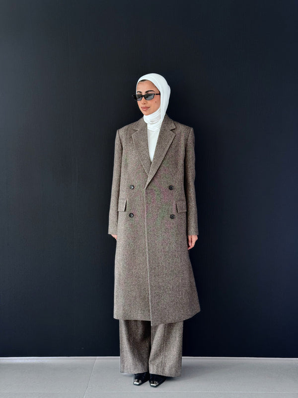 Woolen Coat Double Breasted  2PC
