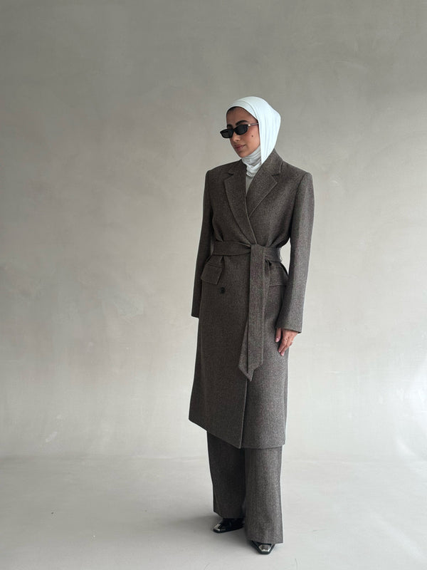 Woolen Coat Double Breasted  2PC
