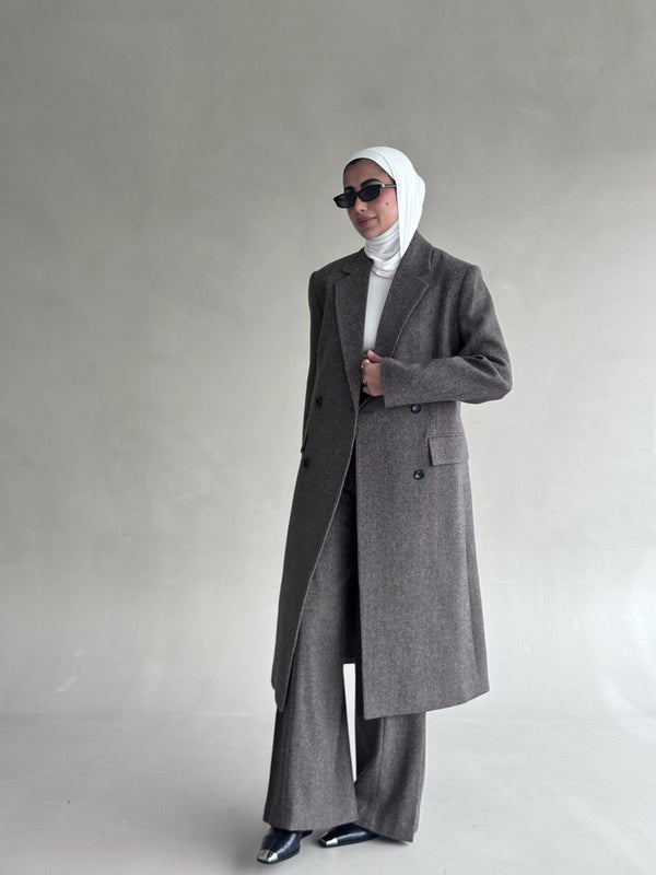 Woolen Coat Double Breasted  2PC