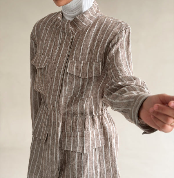 Striped Utility Linen Shirt