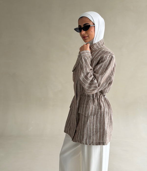 Striped Utility Linen Shirt