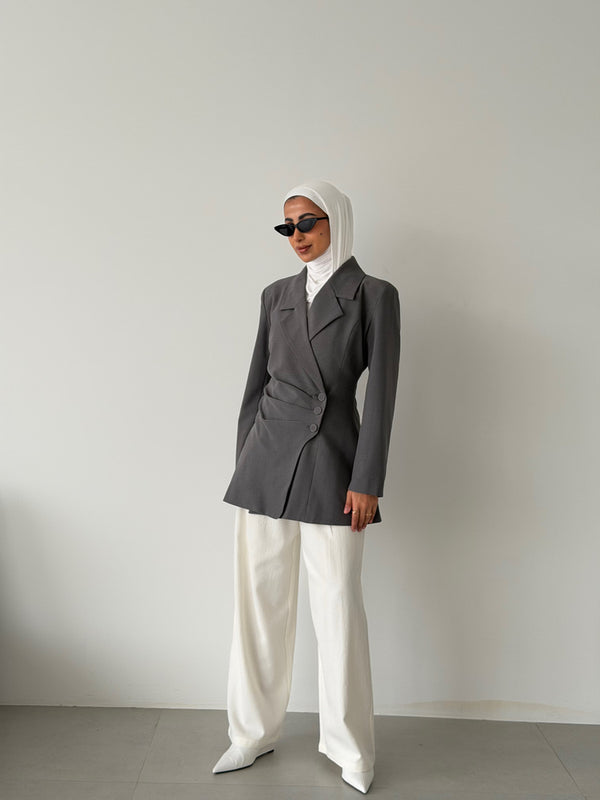 3-button Cinched Waist Blazer