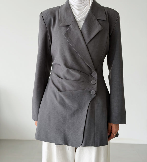 3-button Cinched Waist Blazer