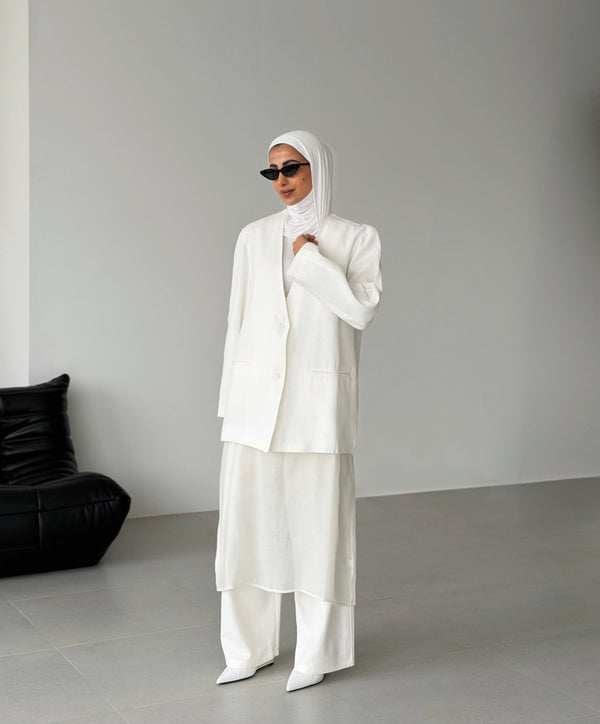 Blazer Sleeveless Long Shirt Set