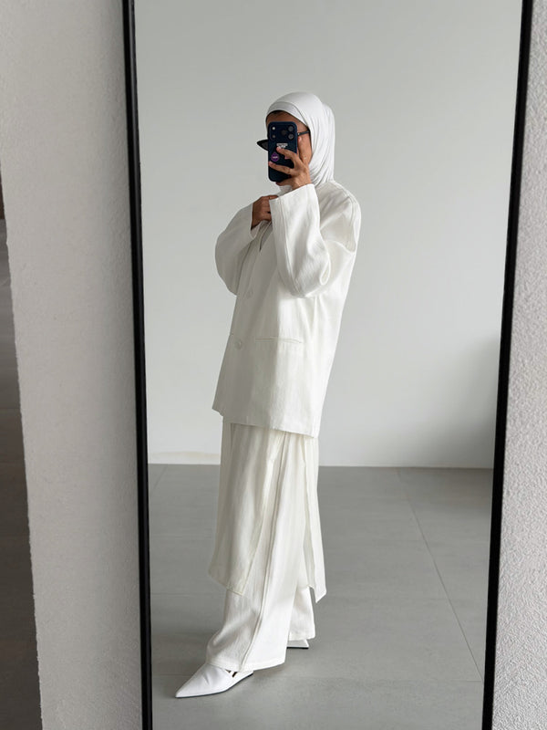 Blazer Sleeveless Long Shirt Set