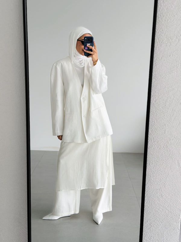 Blazer Sleeveless Long Shirt Set