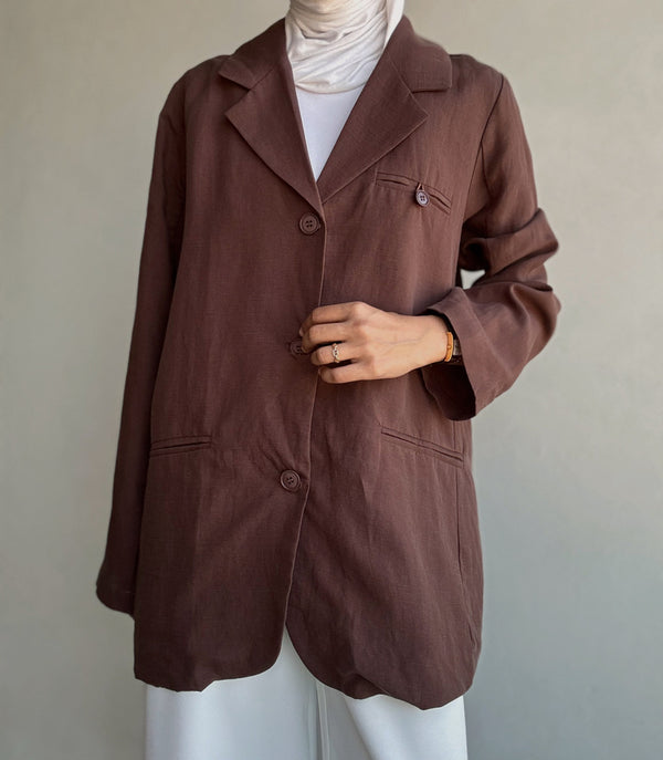 Single Breasted Linen  Loose Blazers