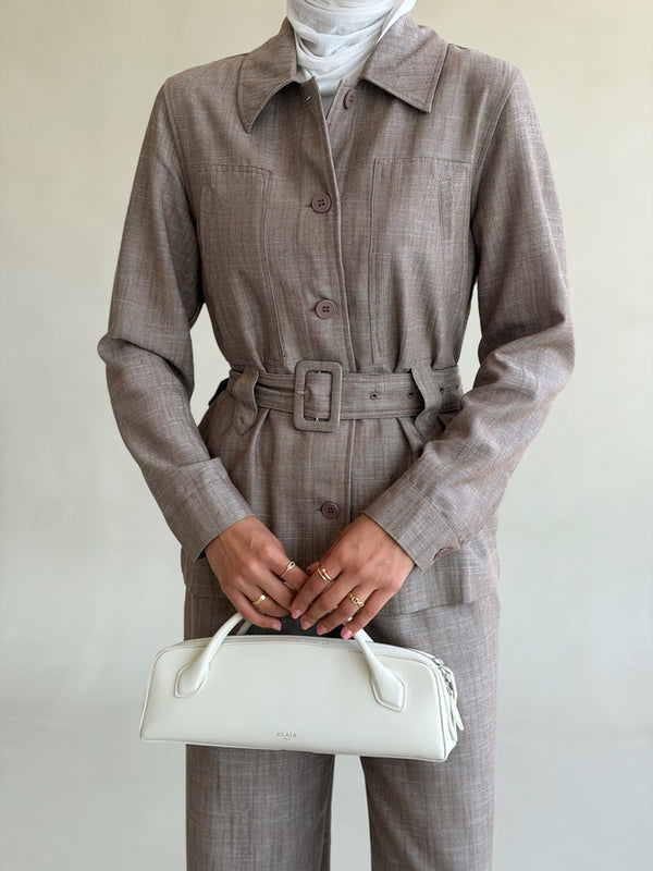 Two-piece Linen Belted Set
