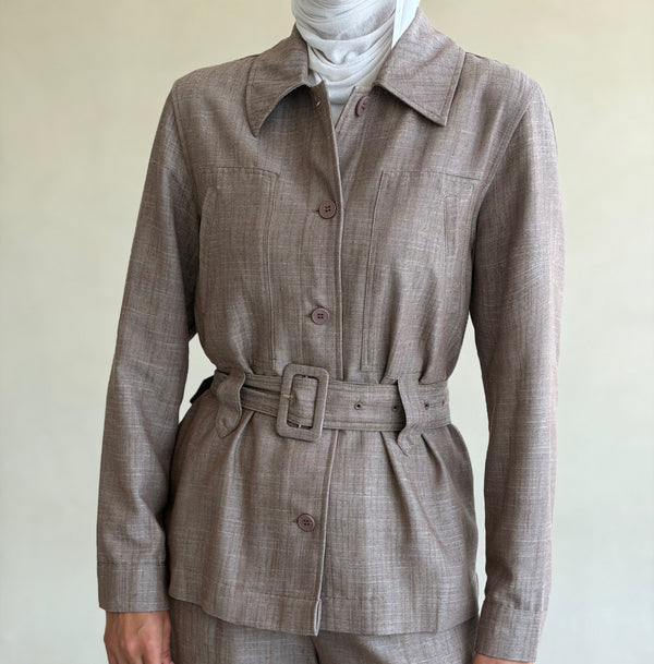 Two-piece Linen Belted Set