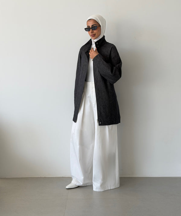 Funnel Collared Jacket w/ Belt