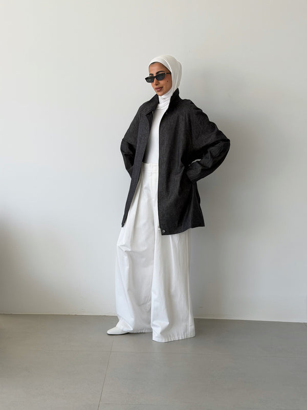 Funnel Collared Jacket w/ Belt