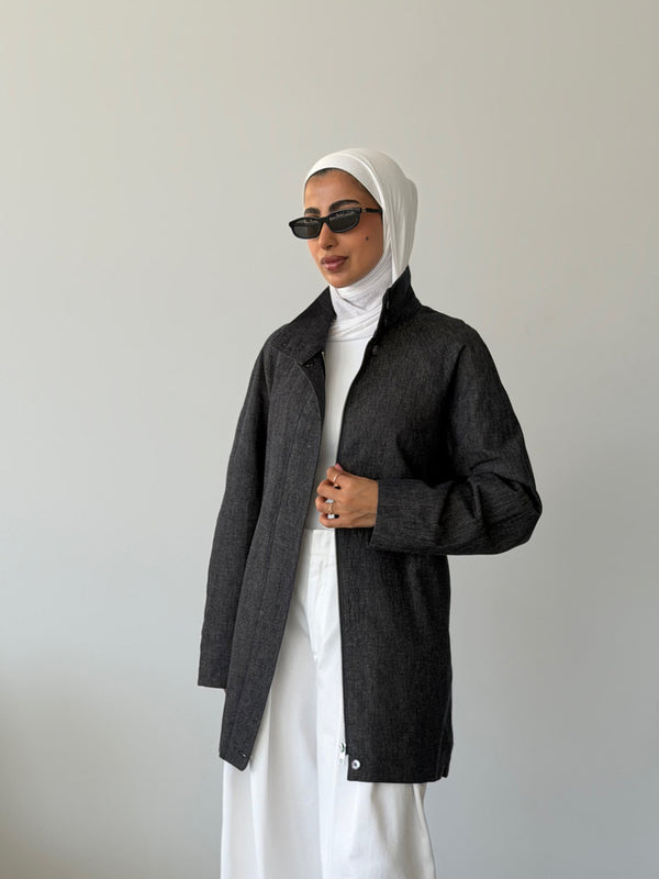 Funnel Collared Jacket w/ Belt