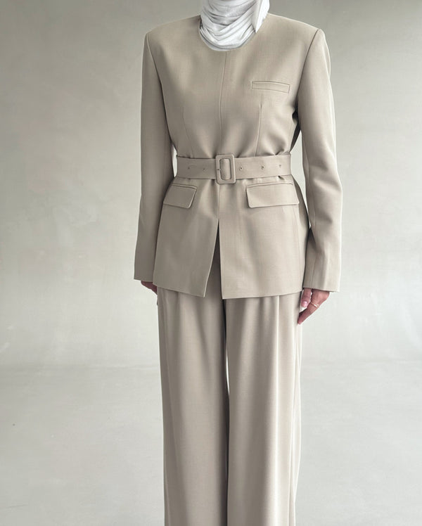 Round Neckline Suit w/ Belt
