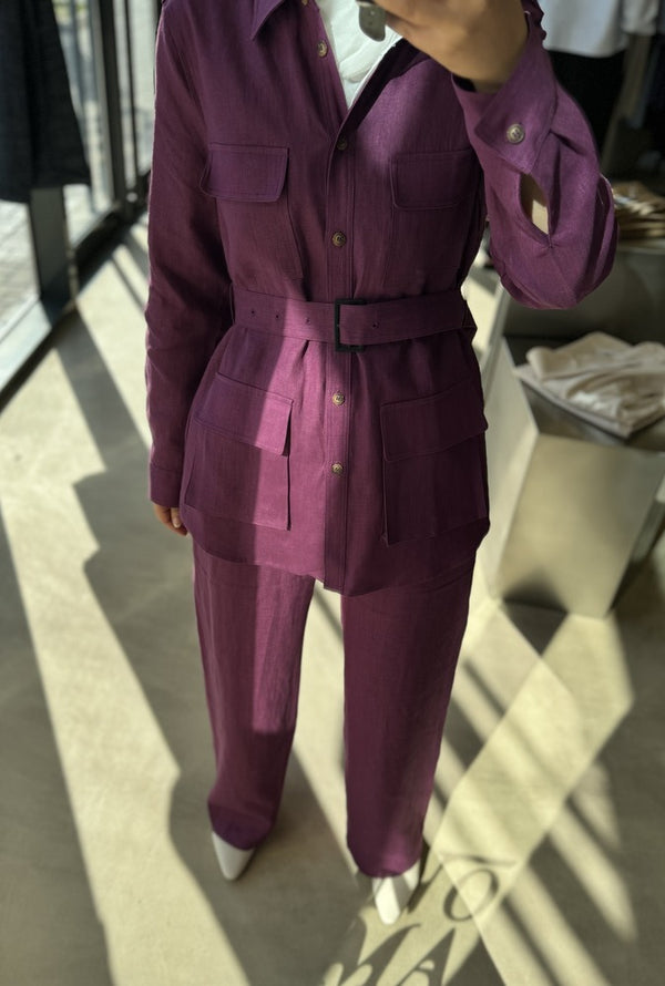 4 Pockets Belted Top w/ Pants Set