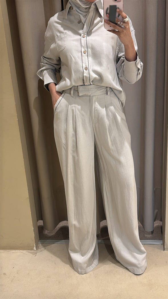 Zigzag Stitched Linen Sets