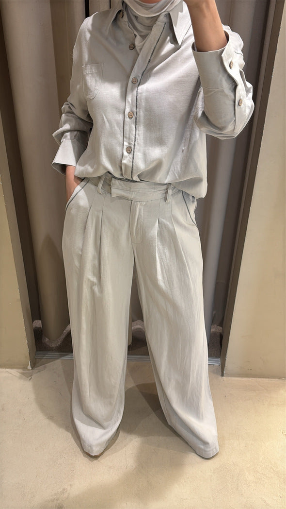 Zigzag Stitched Linen Sets
