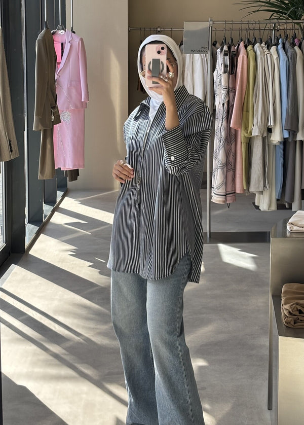 Zippered Stripe Shirt
