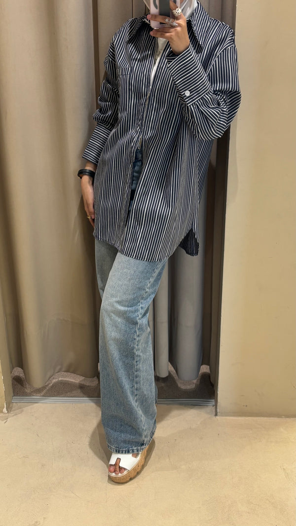 Zippered Stripe Shirt