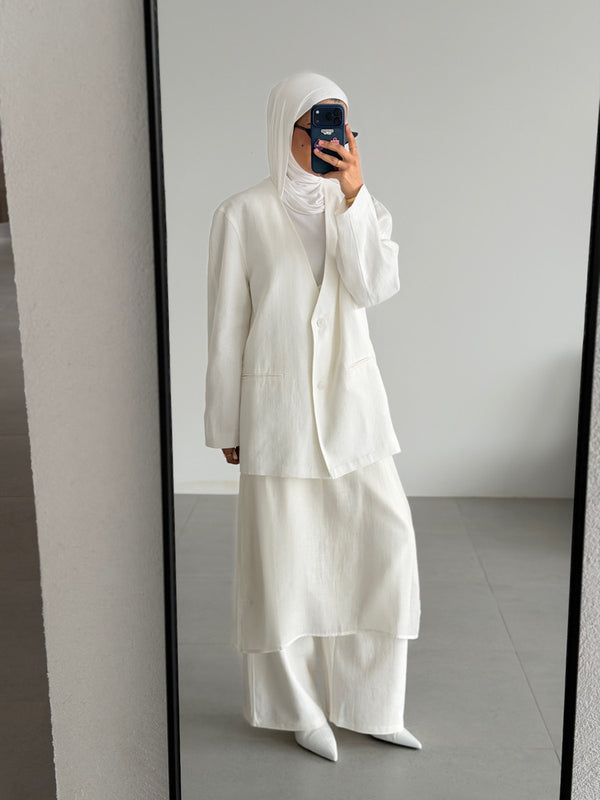 Blazer Sleeveless Long Shirt Set