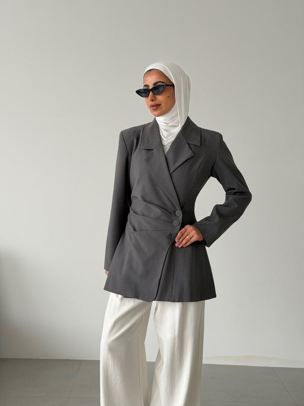 3-button Cinched Waist Blazer