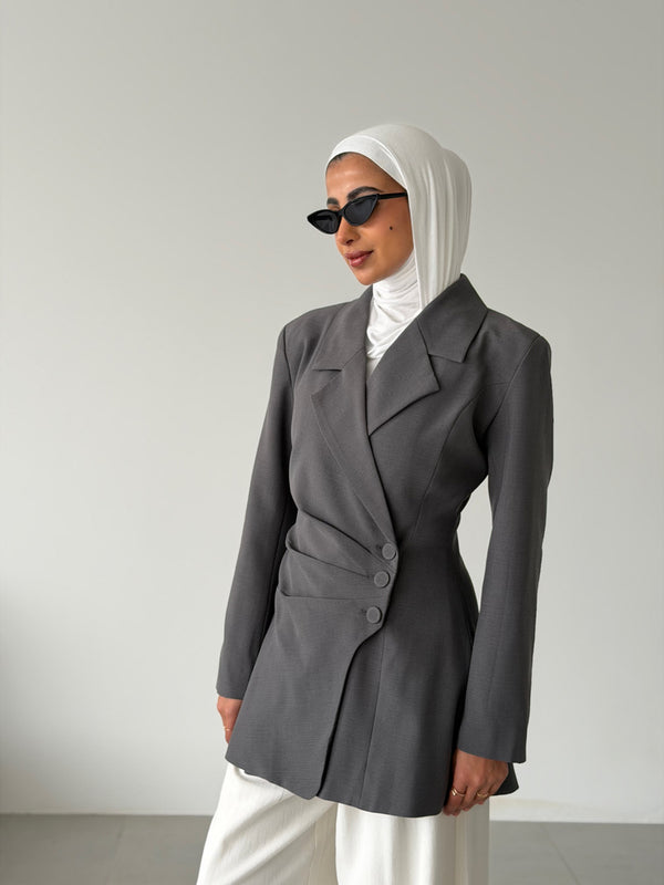3-button Cinched Waist Blazer