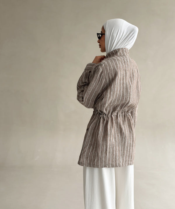 Striped Utility Linen Shirt