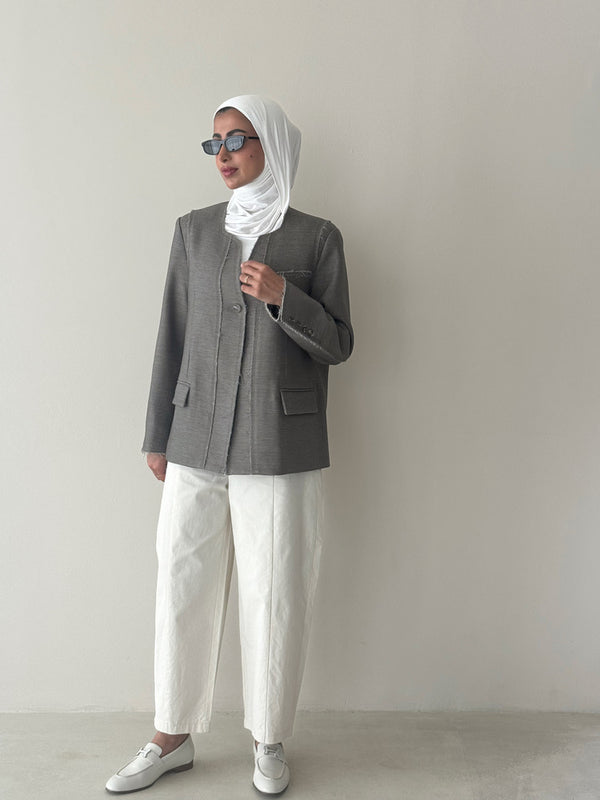 Raw Cut One Button Blazer