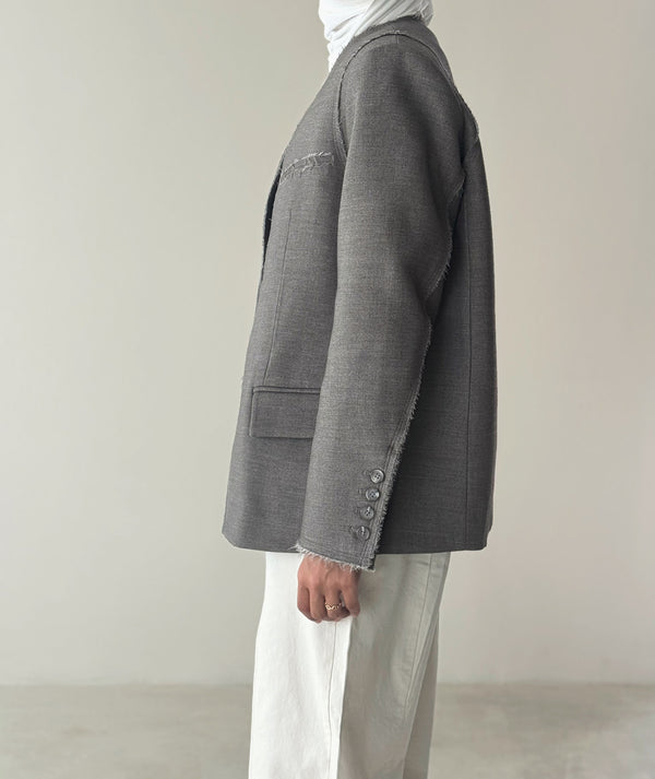 Raw Cut One Button Blazer