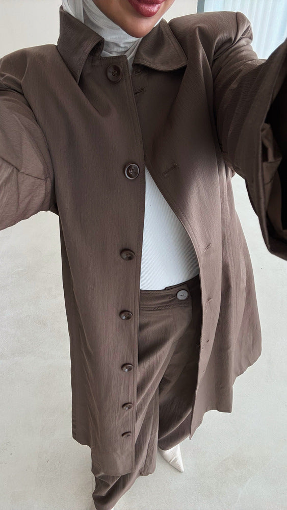Belted Mid Trench w/ Pants