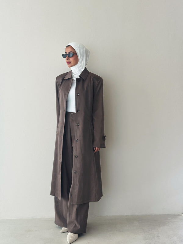 Belted Mid Trench w/ Pants