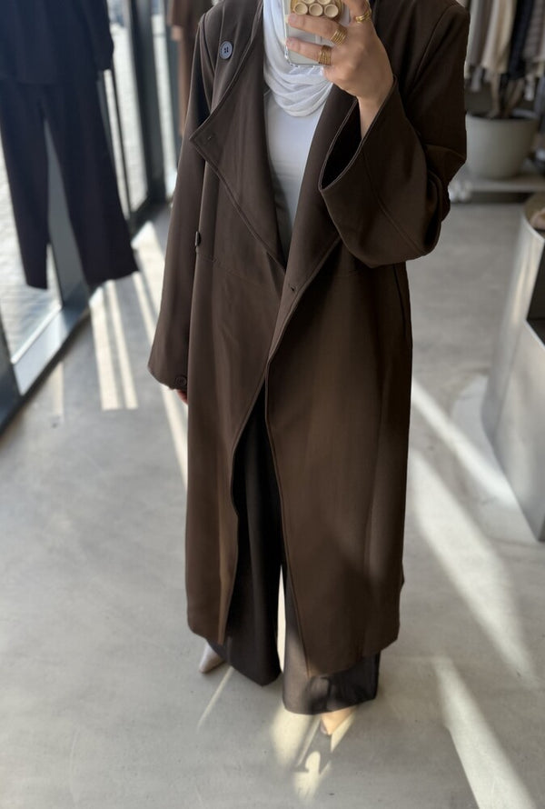 Round Neck Trench Coat with Belt