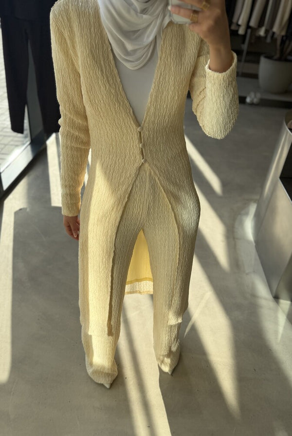 Crinkle Textured Midi Shirt and Pants