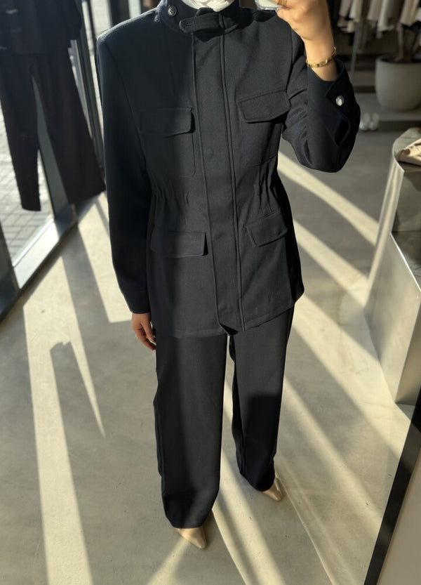 Chest-Pocket Jacket Pants Set