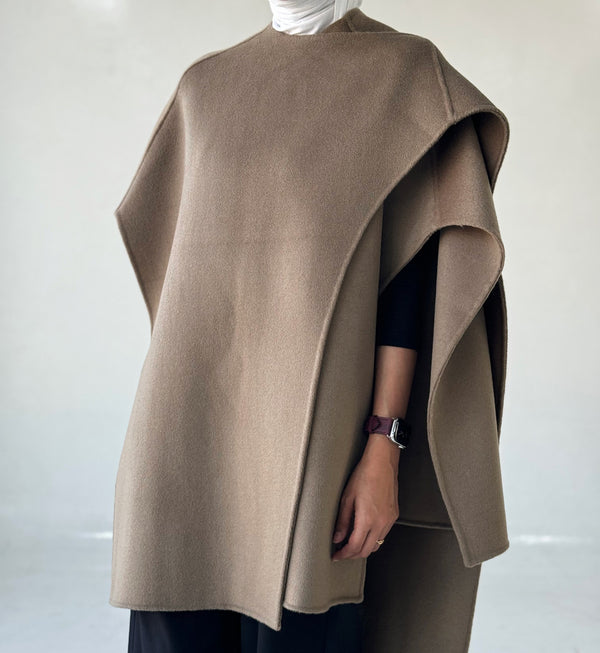 Double Sided Wool Shawl Cloak Coatالسترات الخارجية / المعاطف