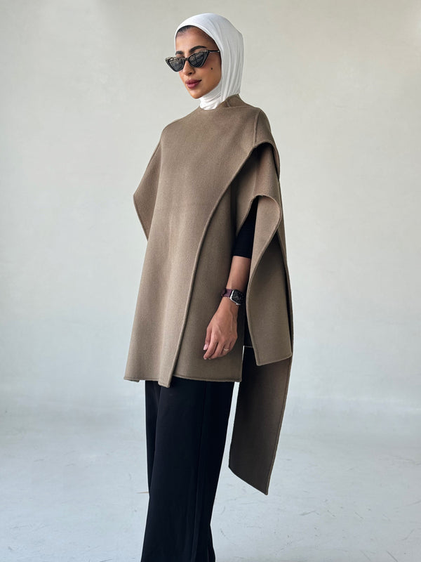 Double Sided Wool Shawl Cloak Coatالسترات الخارجية / المعاطف