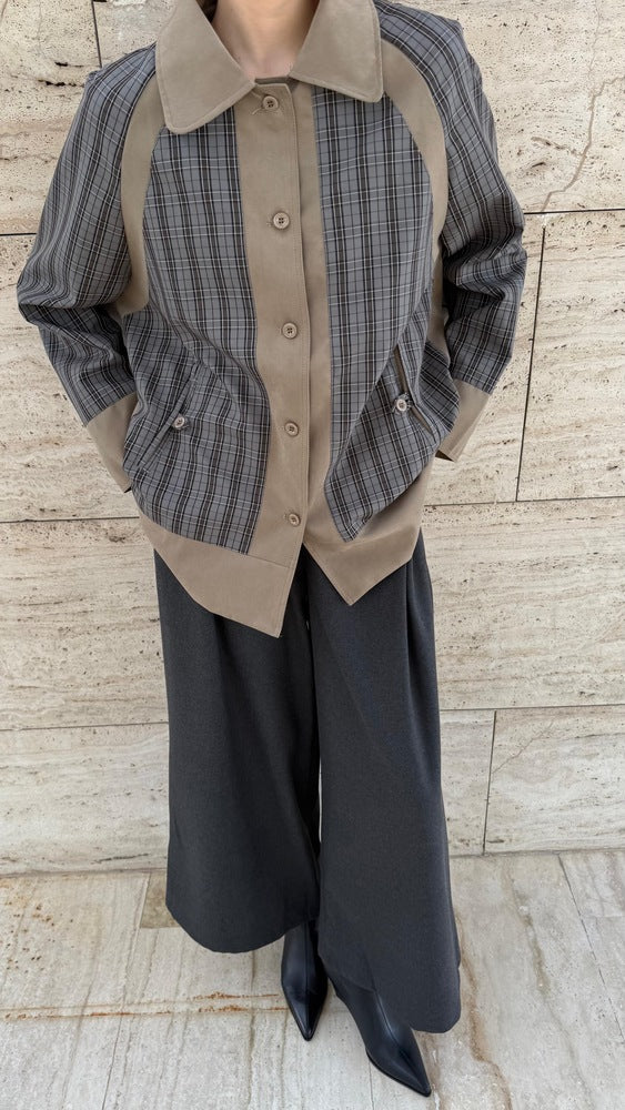 Two Contrast Color Checkered Jacket
