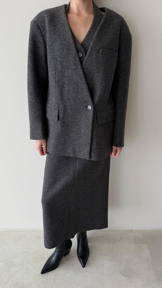 Woolen 3PC Skirt Set