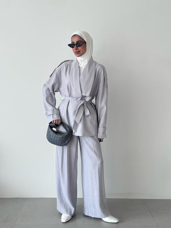 Mid Collar Top w/ Pants Set