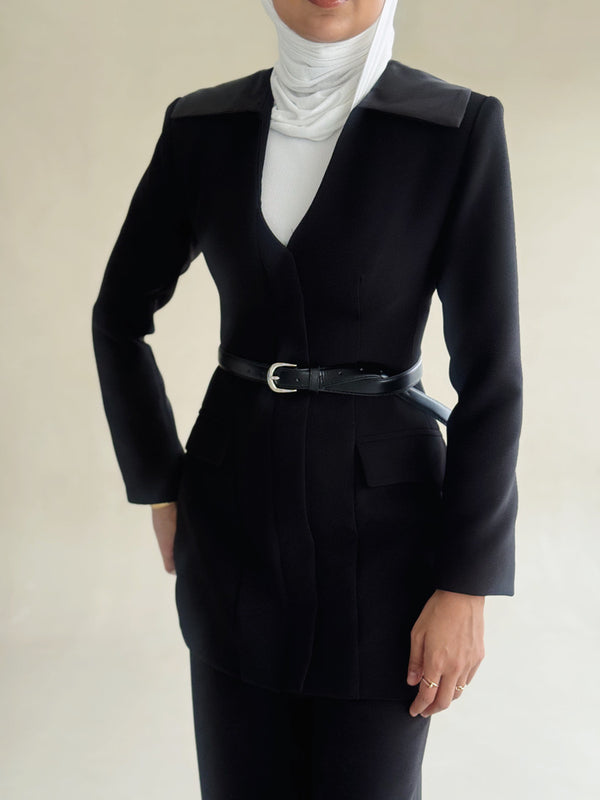 Mid-thigh Vneck Blazer