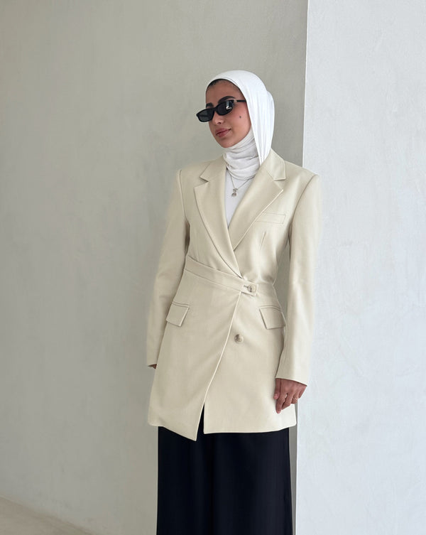 Slim Fit Belt Designed Blazer